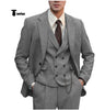 Tiavllya Tiavllya Fashion Men's 3 Piece Suit Herringbone Tweed Notch Lapel Tuxedos (Blazer+vest+Pants)