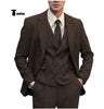 Tiavllya Tiavllya Fashion Men's 3 Piece Suit Herringbone Tweed Notch Lapel Tuxedos (Blazer+vest+Pants)