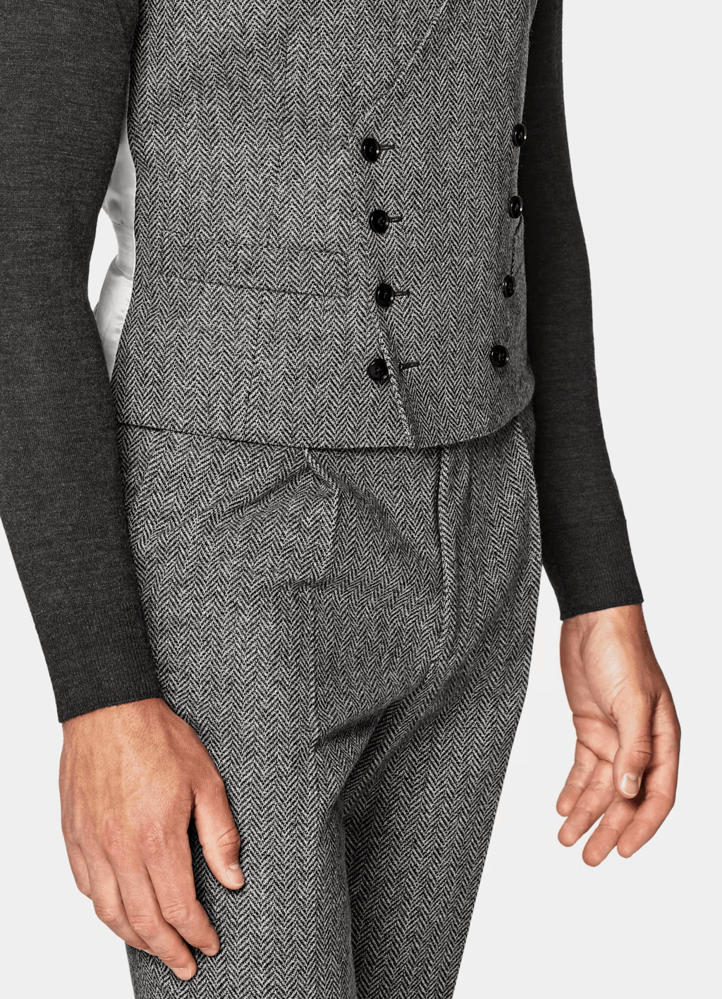 Tiavllya Tiavllya Fashion Men's 3 Piece Suit Herringbone Tweed Notch Lapel Tuxedos (Blazer+vest+Pants)