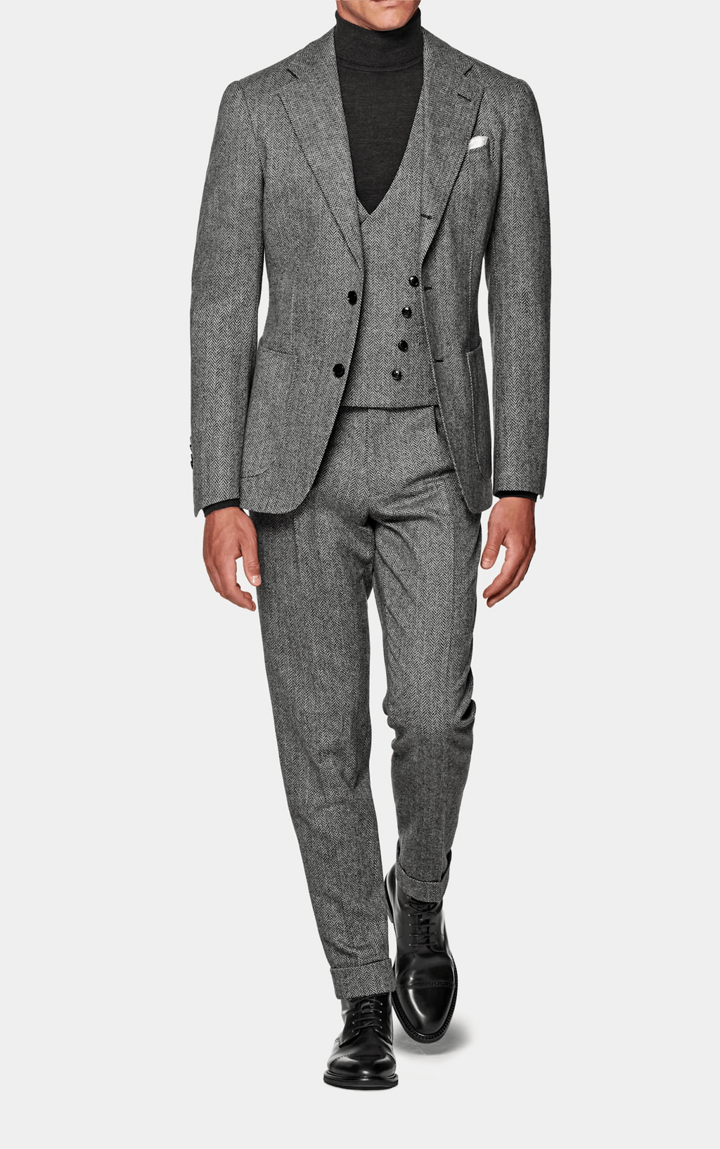 Tiavllya Tiavllya Fashion Men's 3 Piece Suit Herringbone Tweed Notch Lapel Tuxedos (Blazer+vest+Pants)