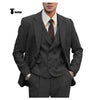 Tiavllya Tiavllya Fashion Men's 3 Piece Suit Herringbone Tweed Notch Lapel Tuxedos (Blazer+vest+Pants)