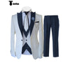 Tiavllya Tiavllya Fashion Men's 3 Pieces Classic Flat Peak Lapel Tuxedos For Wedding (Blazer+vest+Pants)