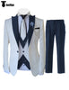 Tiavllya Tiavllya Fashion Men's 3 Pieces Classic Flat Peak Lapel Tuxedos For Wedding (Blazer+vest+Pants)
