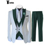 Tiavllya Tiavllya Fashion Men's 3 Pieces Classic Flat Peak Lapel Tuxedos For Wedding (Blazer+vest+Pants)
