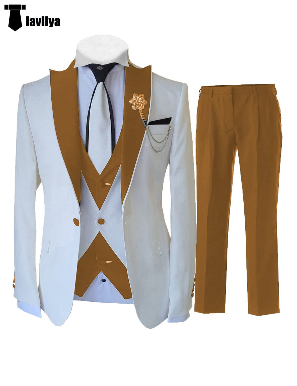 Tiavllya Tiavllya Fashion Men's 3 Pieces Classic Flat Peak Lapel Tuxedos For Wedding (Blazer+vest+Pants)