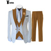 Tiavllya Tiavllya Fashion Men's 3 Pieces Classic Flat Peak Lapel Tuxedos For Wedding (Blazer+vest+Pants)