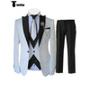 Tiavllya Tiavllya Fashion Men's 3 Pieces Classic Flat Peak Lapel Tuxedos For Wedding (Blazer+vest+Pants)