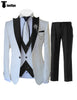 Tiavllya Tiavllya Fashion Men's 3 Pieces Classic Flat Peak Lapel Tuxedos For Wedding (Blazer+vest+Pants)