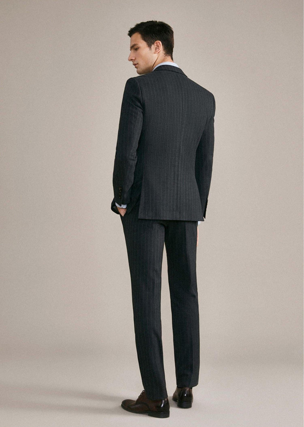 Tiavllya Tiavllya Fashion Men's 3 Pieces Double Breasted Suit Striped Tuxedos For Prom(Blazer+Vest+Pants)