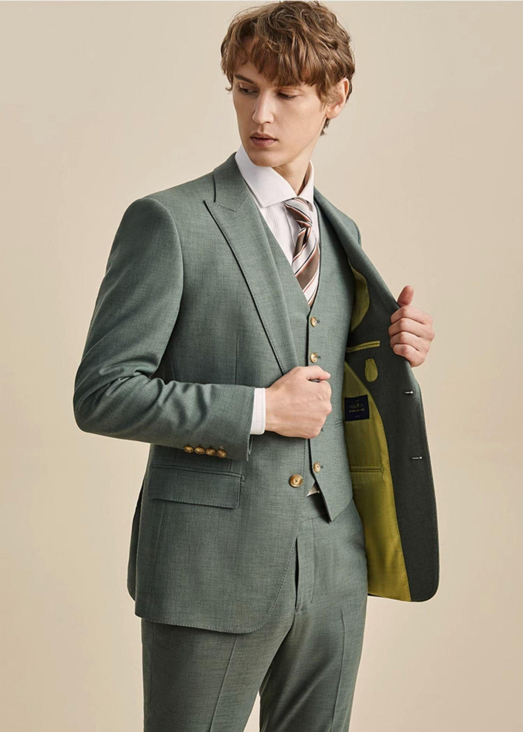 Tiavllya Tiavllya Fashion Men's 3 Pieces Flat Peak Lapel Tuxedos For Party (Blazer+vest+Pants)