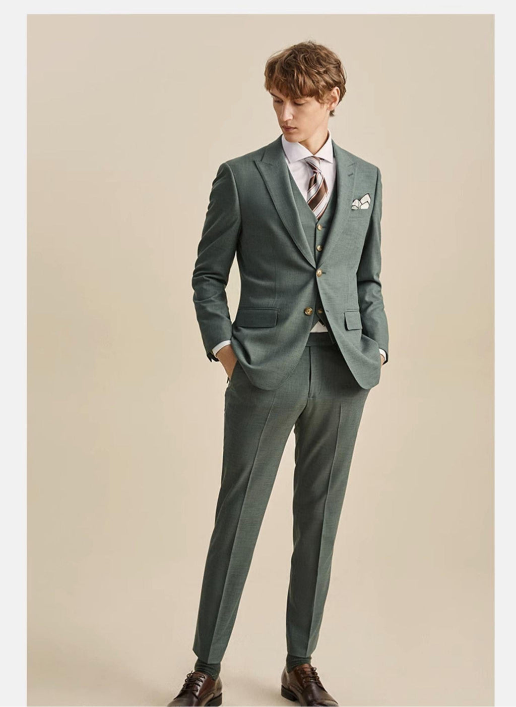 Tiavllya Tiavllya Fashion Men's 3 Pieces Flat Peak Lapel Tuxedos For Party (Blazer+vest+Pants)