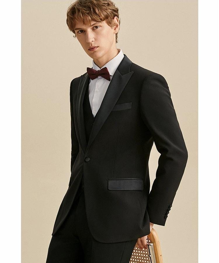 Tiavllya Tiavllya Fashion Men's 3 Pieces Flat Peak Lapel Tuxedos For Party (Blazer+vest+Pants)