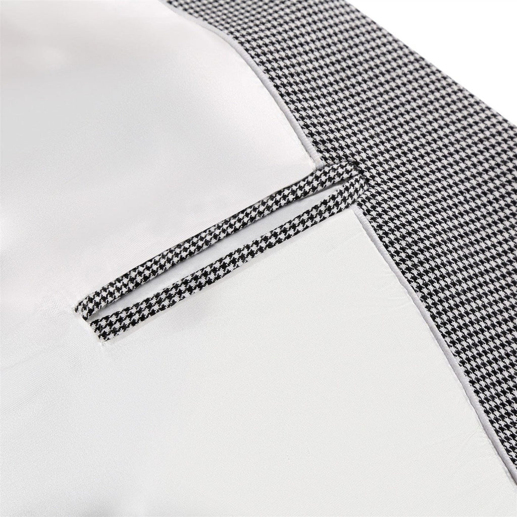 Tiavllya Tiavllya Fashion Men's 3 Pieces Houndstooth Notch Lapel Tuxedos (Blazer+vest+Pants)