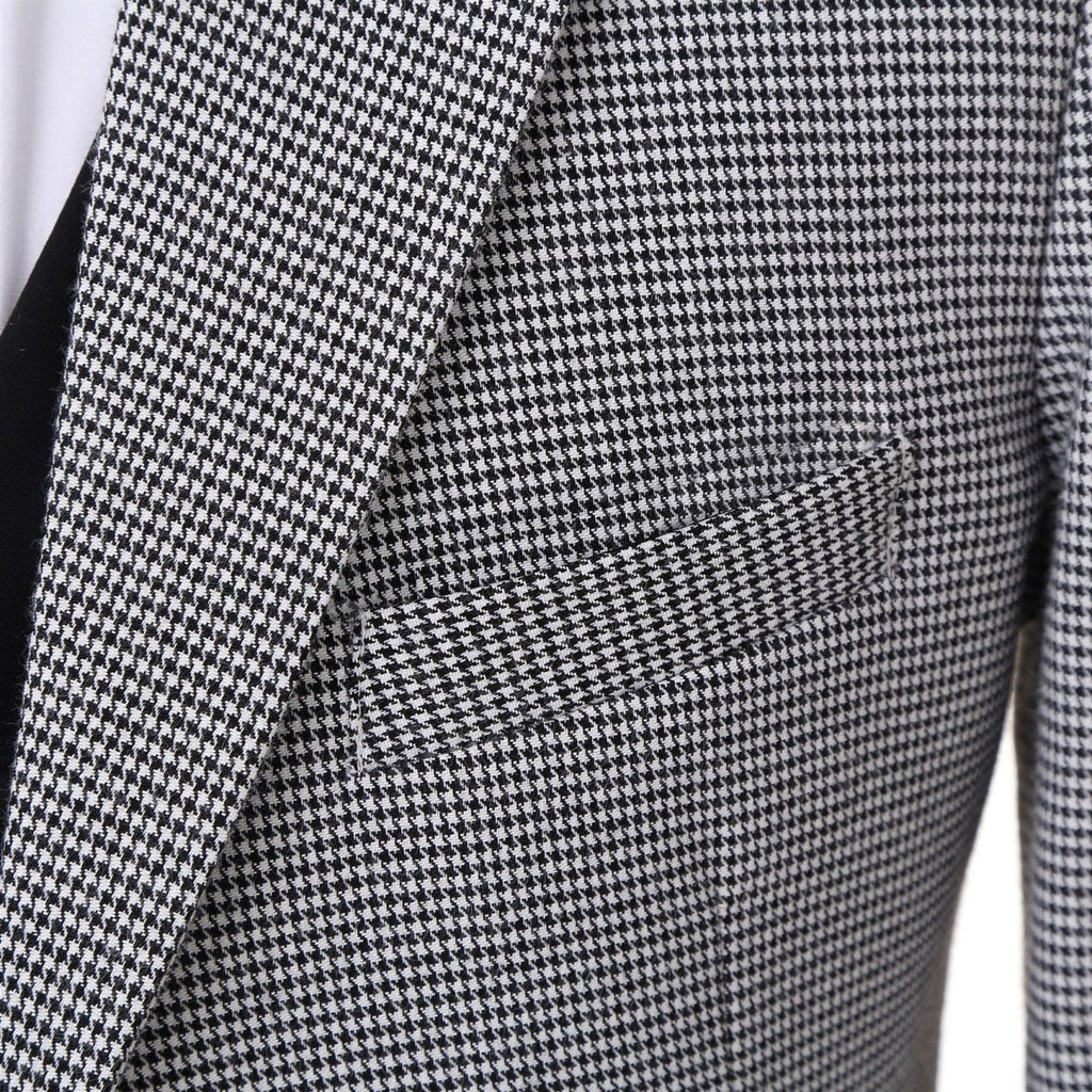 Tiavllya Tiavllya Fashion Men's 3 Pieces Houndstooth Notch Lapel Tuxedos (Blazer+vest+Pants)