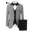 Tiavllya Tiavllya Fashion Men's 3 Pieces Houndstooth Notch Lapel Tuxedos (Blazer+vest+Pants)