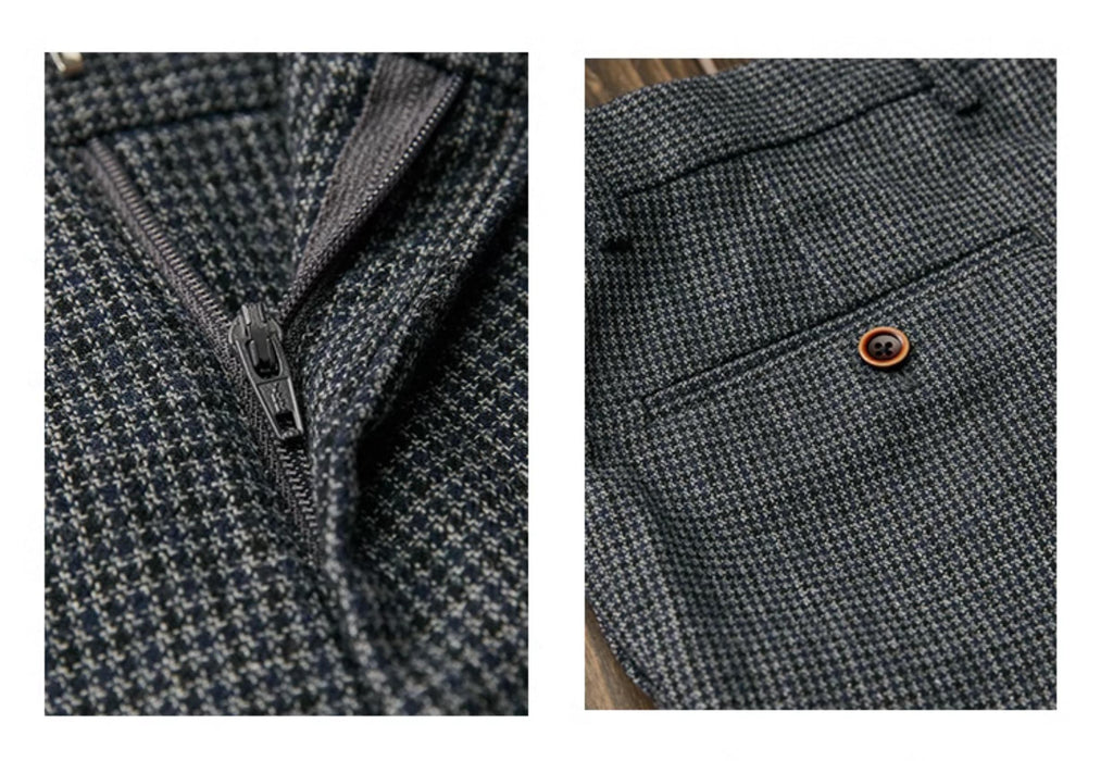 Tiavllya Tiavllya Fashion Men's 3 Pieces Houndstooth Peak Lapel Tuxedos (Blazer+vest+Pants)