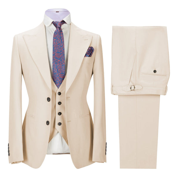 Tiavllya Tiavllya Fashion Men's 3 Pieces Mens Suit Peak Lapel Solid Tuxedos (Blazer+vest+Pants)