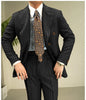 Tiavllya Tiavllya Fashion Men's 3 Pieces Slim Fit Striped Peak Lapel Tuxedos (Blazer+Pants)