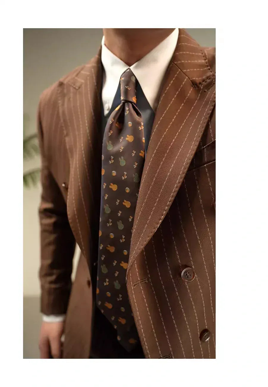 Tiavllya Tiavllya Fashion Men's 3 Pieces Slim Fit Striped Peak Lapel Tuxedos (Blazer+Pants)