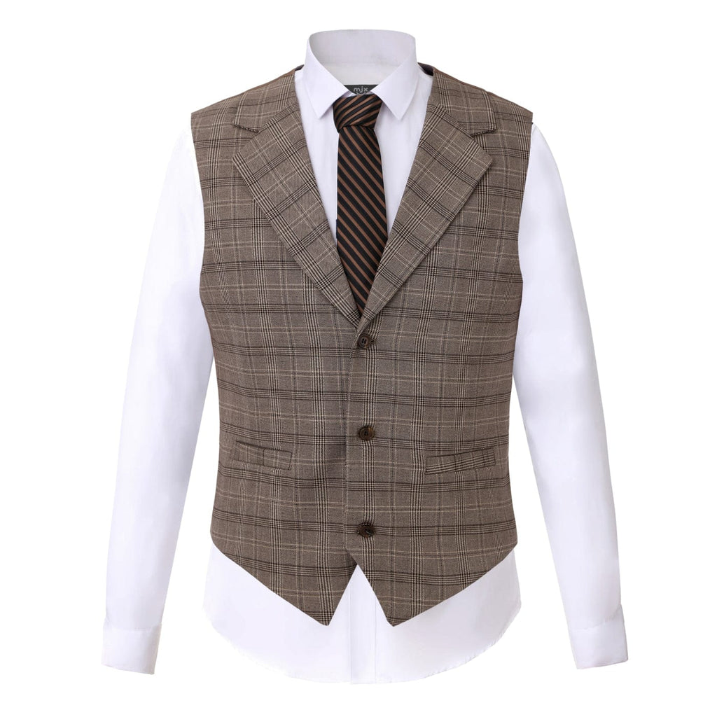 Tiavllya Tiavllya Fashion Men's 3 Pieces Tweed Plaid Notch Lapel Suit (Blazer+vest+Pants)