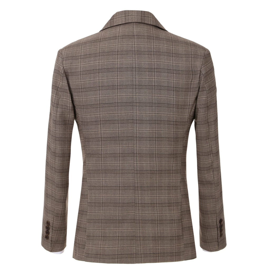 Tiavllya Tiavllya Fashion Men's 3 Pieces Tweed Plaid Notch Lapel Suit (Blazer+vest+Pants)