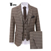 Tiavllya Tiavllya Fashion Men's 3 Pieces Tweed Plaid Notch Lapel Suit (Blazer+vest+Pants)