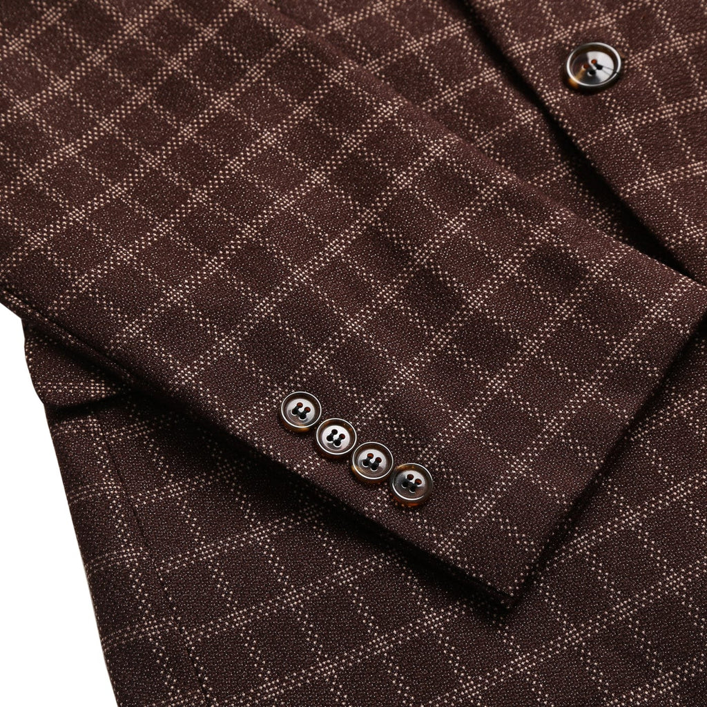 Tiavllya Tiavllya Fashion Men's 3 Pieces Tweed Plaid Notch Lapel Suit (Blazer+vest+Pants)