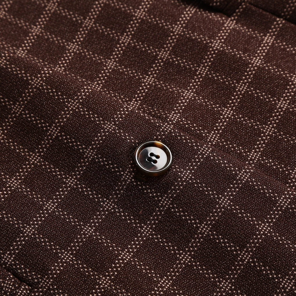 Tiavllya Tiavllya Fashion Men's 3 Pieces Tweed Plaid Notch Lapel Suit (Blazer+vest+Pants)