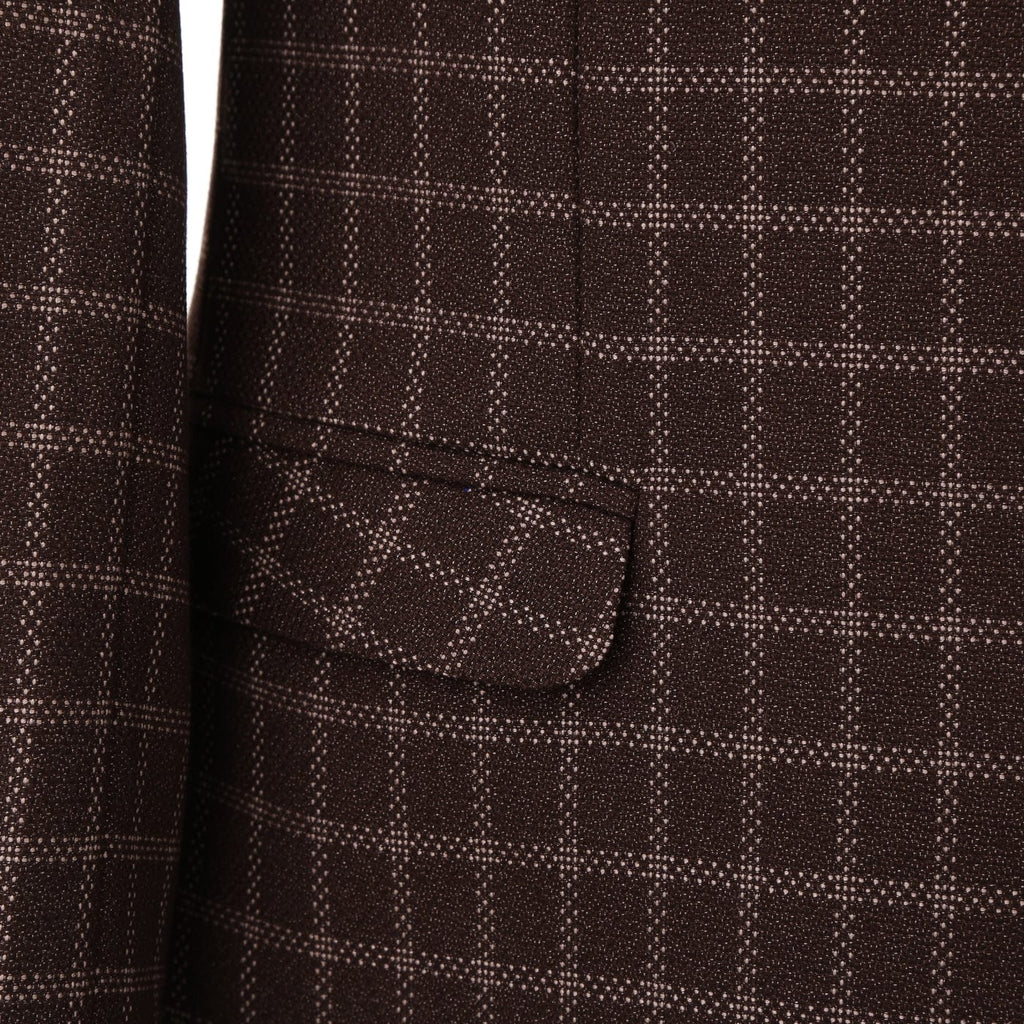 Tiavllya Tiavllya Fashion Men's 3 Pieces Tweed Plaid Notch Lapel Suit (Blazer+vest+Pants)