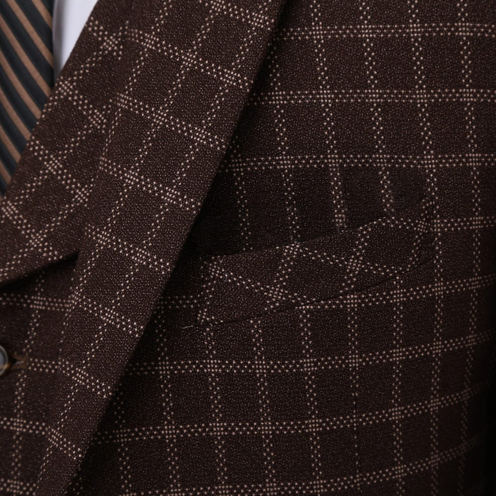 Tiavllya Tiavllya Fashion Men's 3 Pieces Tweed Plaid Notch Lapel Suit (Blazer+vest+Pants)