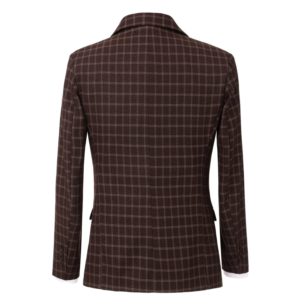 Tiavllya Tiavllya Fashion Men's 3 Pieces Tweed Plaid Notch Lapel Suit (Blazer+vest+Pants)