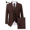 Tiavllya Tiavllya Fashion Men's 3 Pieces Tweed Plaid Notch Lapel Suit (Blazer+vest+Pants)