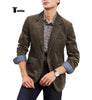 Tiavllya Tiavllya Fashion Men's Corduroy Suit Retro Slim Fit Notch Lapel Sports Jacket