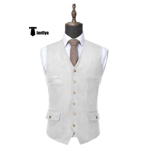 Tiavllya Tiavllya Fashion Men's Fashion Suede V Neck Waistcoat Denim Vest