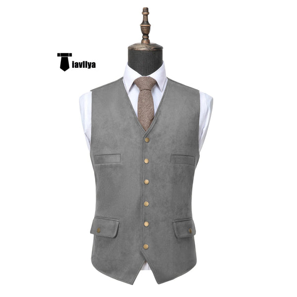 Tiavllya Tiavllya Fashion Men's Fashion Suede V Neck Waistcoat Denim Vest