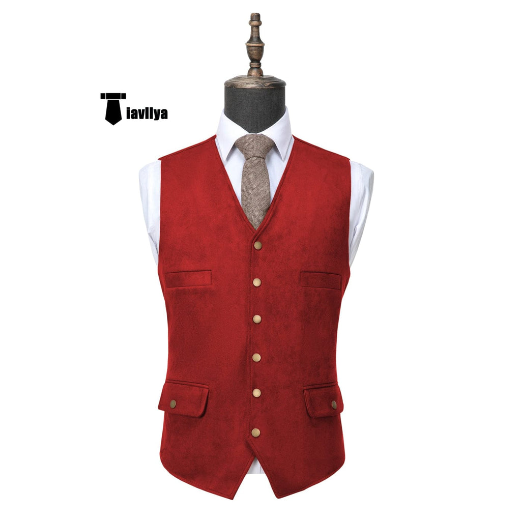 Tiavllya Tiavllya Fashion Men's Fashion Suede V Neck Waistcoat Denim Vest