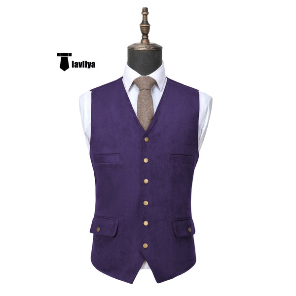 Tiavllya Tiavllya Fashion Men's Fashion Suede V Neck Waistcoat Denim Vest