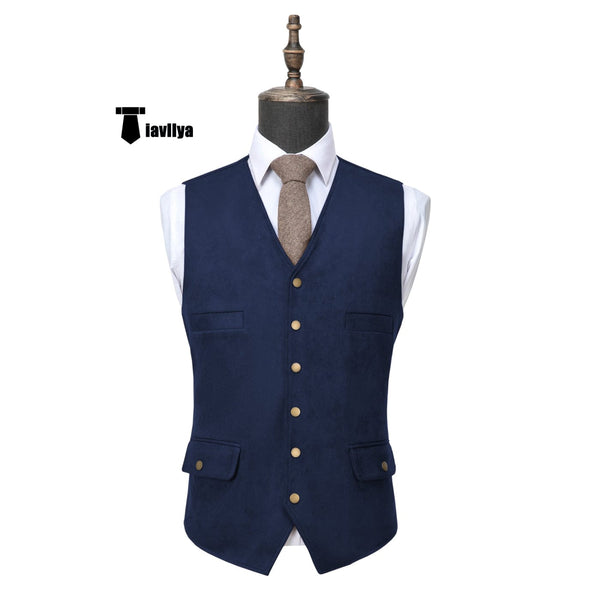 Tiavllya Tiavllya Fashion Men's Fashion Suede V Neck Waistcoat Denim Vest
