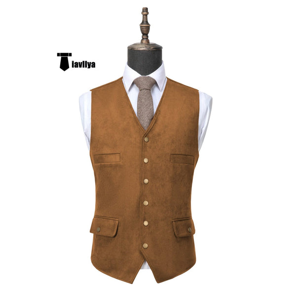 Tiavllya Tiavllya Fashion Men's Fashion Suede V Neck Waistcoat Denim Vest