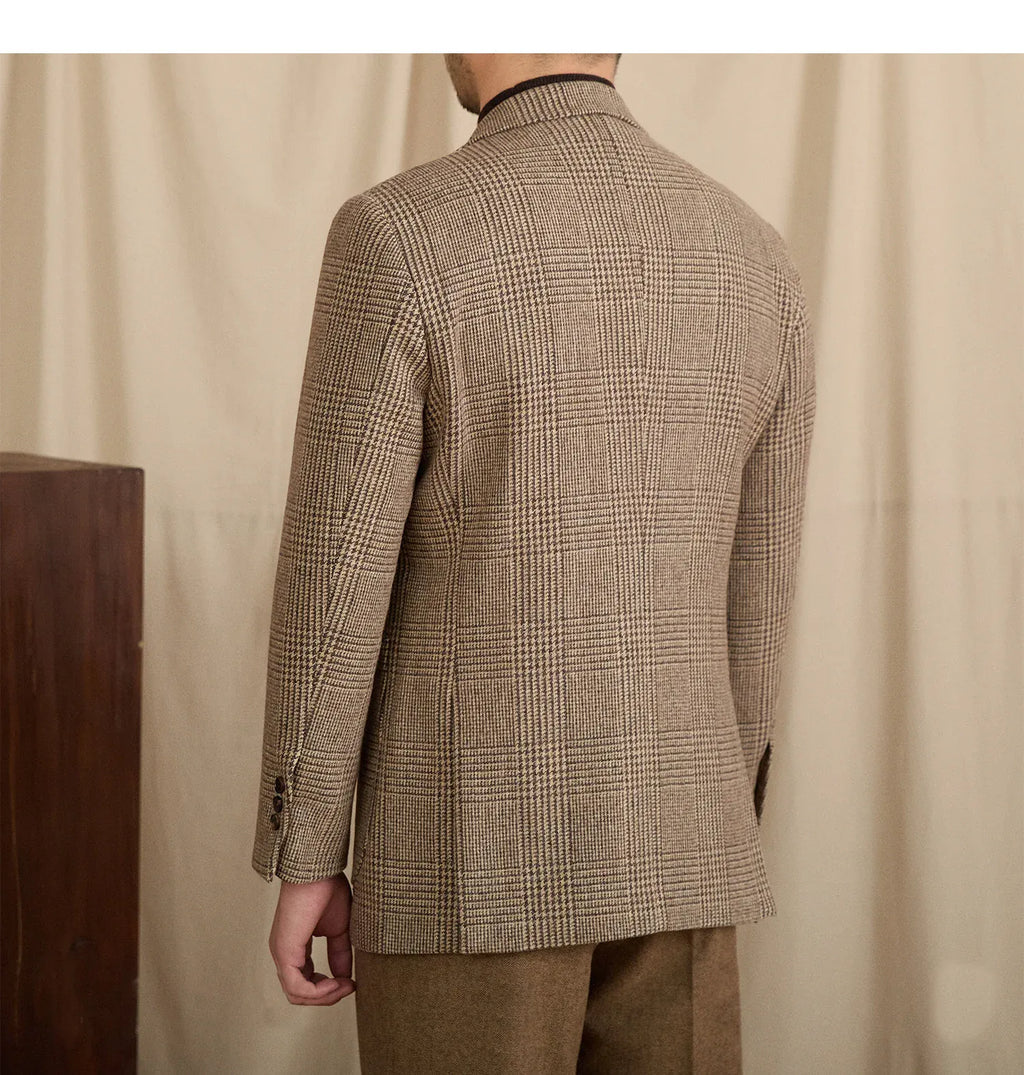 Tiavllya Tiavllya Fashion Men's Flat Plaid Notch Lapel Blazer