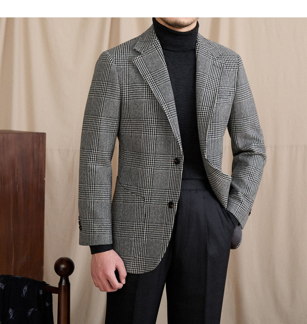 Tiavllya Tiavllya Fashion Men's Flat Plaid Notch Lapel Blazer