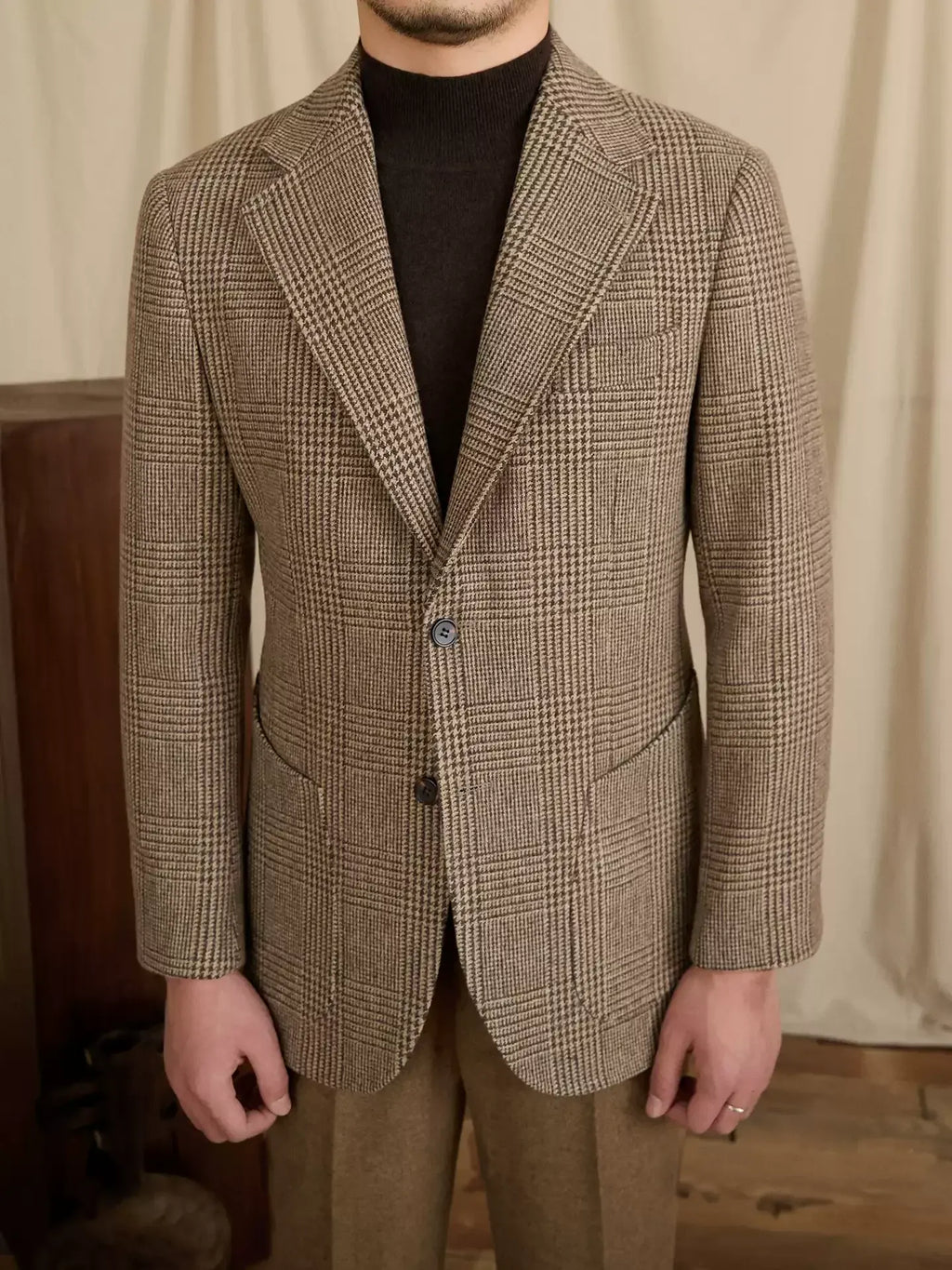 Tiavllya Tiavllya Fashion Men's Flat Plaid Notch Lapel Blazer