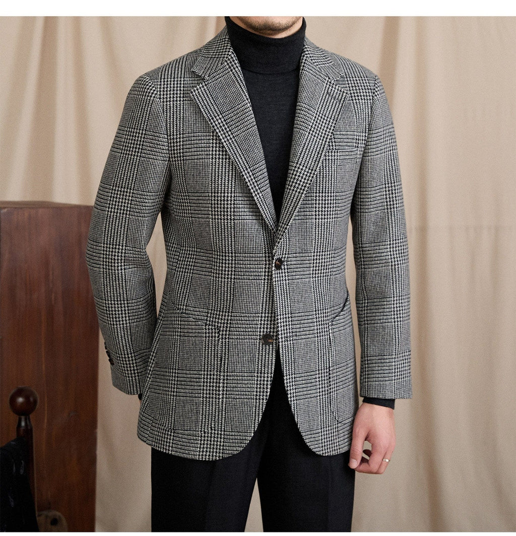 Tiavllya Tiavllya Fashion Men's Flat Plaid Notch Lapel Blazer