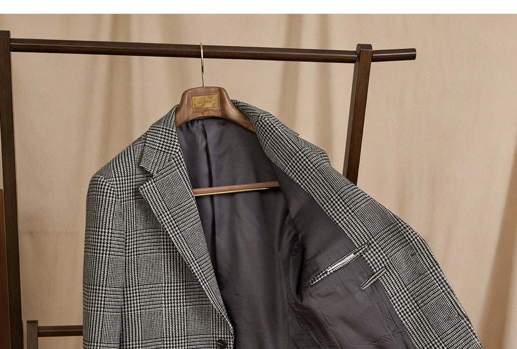 Tiavllya Tiavllya Fashion Men's Flat Plaid Notch Lapel Blazer