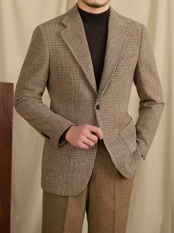 Tiavllya Tiavllya Fashion Men's Flat Plaid Notch Lapel Blazer