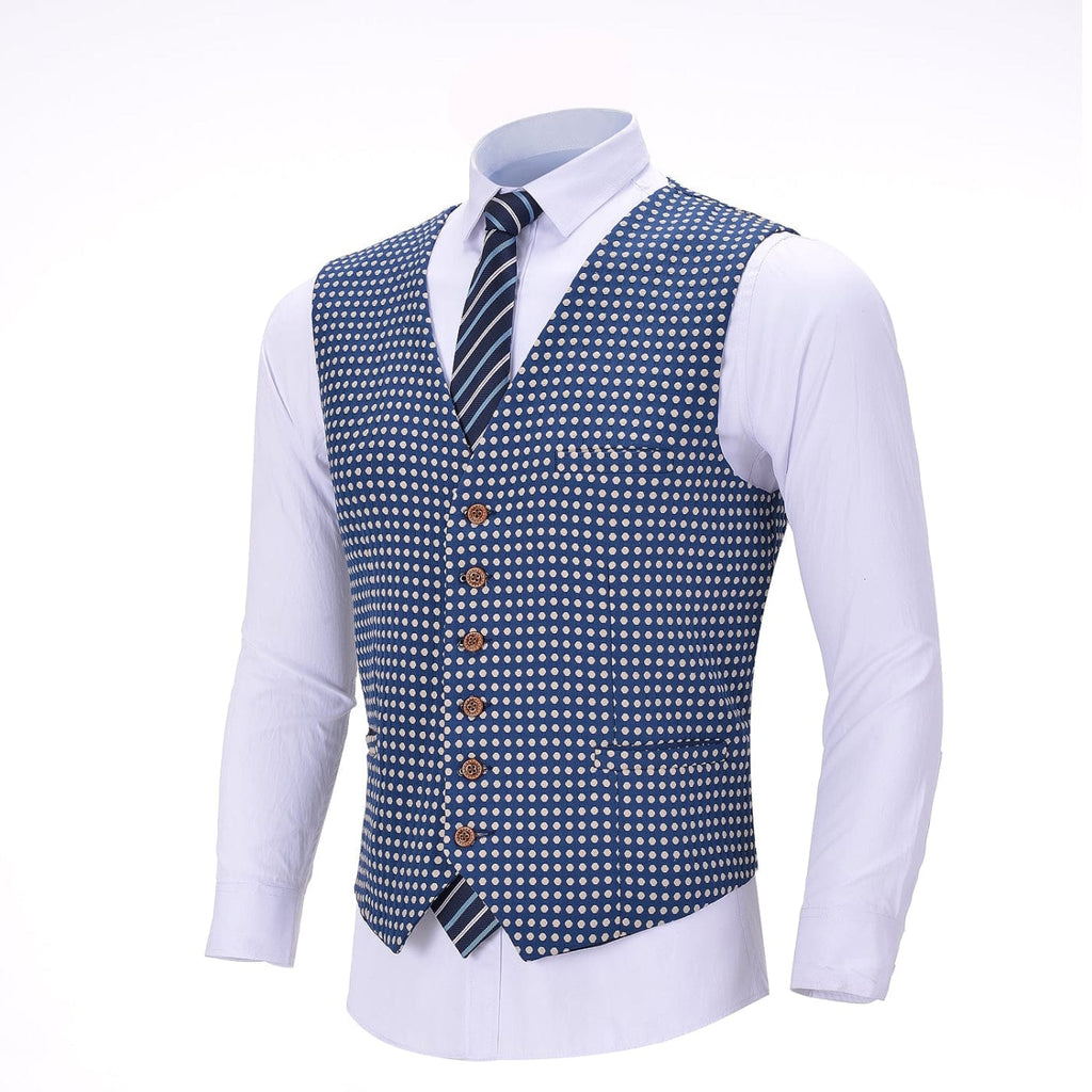 Tiavllya Tiavllya Fashion Men's Printed Polka Dots Vest V-neck Waistcoat