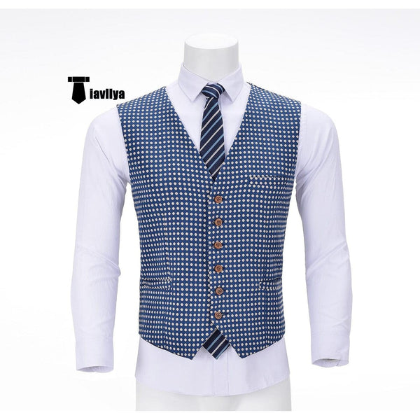 Tiavllya Tiavllya Fashion Men's Printed Polka Dots Vest V-neck Waistcoat