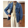 Tiavllya Tiavllya Fashion Men's Retro Slim Fit Notch Lapel Flat Suit Multi-Pocket Casual Jacket