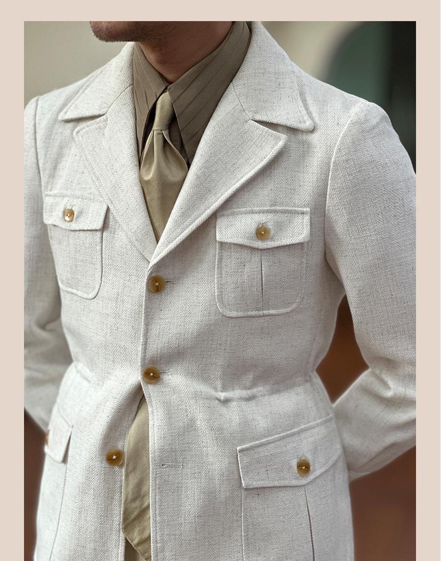 Tiavllya Tiavllya Fashion Men's Retro Slim Fit Notch Lapel Flat Suit Multi-Pocket Casual Jacket