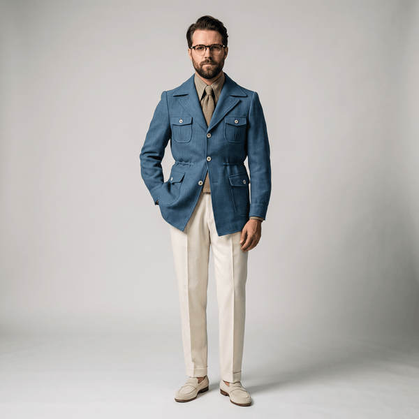 Tiavllya Tiavllya Fashion Men's Retro Slim Fit Notch Lapel Flat Suit Multi-Pocket Casual Jacket